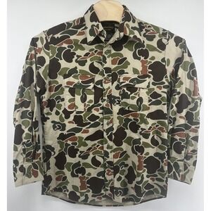 Vtg Charles Daly Collection Blob Camo Button Front Shirt 80's Mens Large US Made